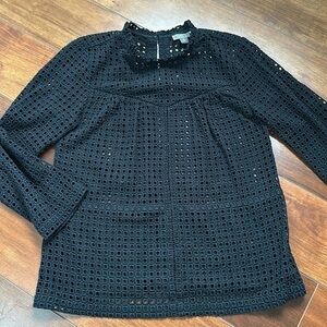 Black Eyelet Long Sleeve Top